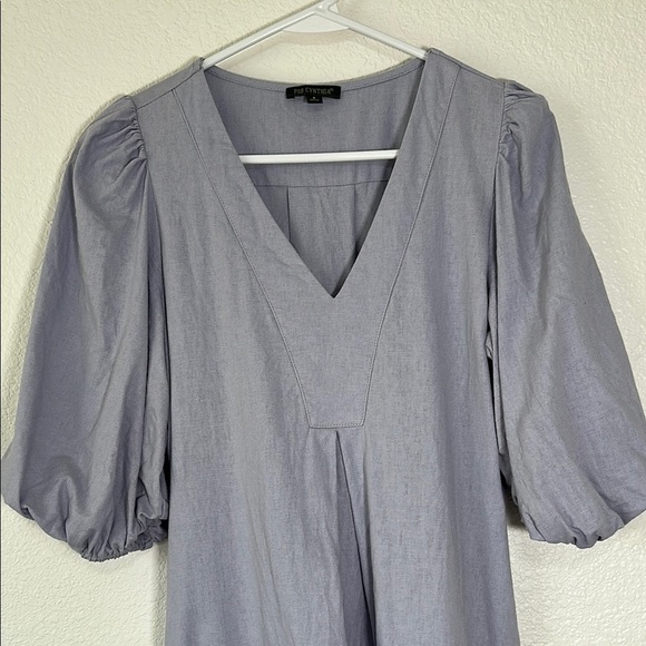 FOR CYNTHIA  Lavender Linen Blend Puff Sleeve Small - Picture 2 of 9
